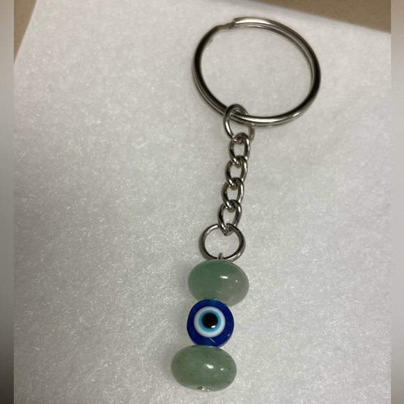 Luck Evil Eye Keychain, Green Aventurine - Picture 2 of 4